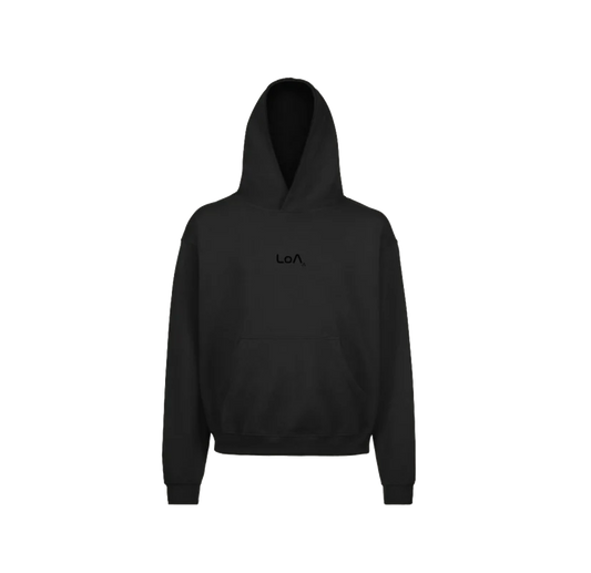 LoA Threaded Black Oversized Hoodie